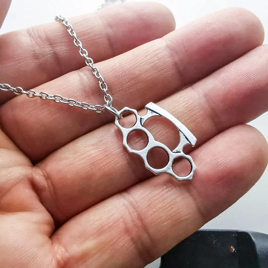 Brass Knuckles Pendant Necklace ❤️