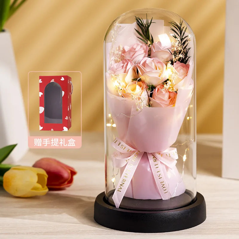 Rose in Glass with Led Lights ❤️