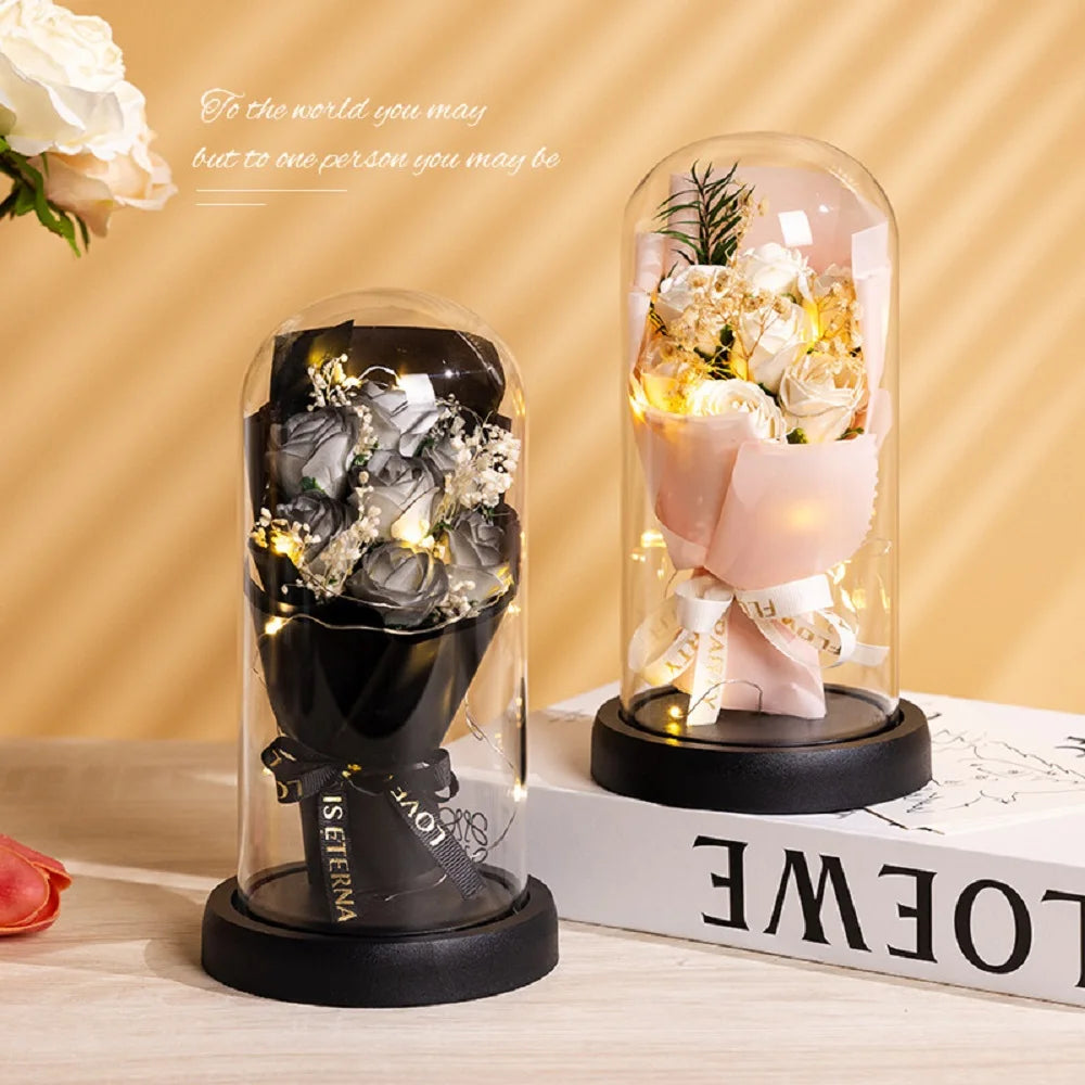 Rose in Glass with Led Lights ❤️
