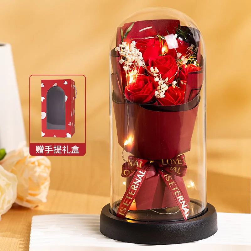Rose in Glass with Led Lights ❤️