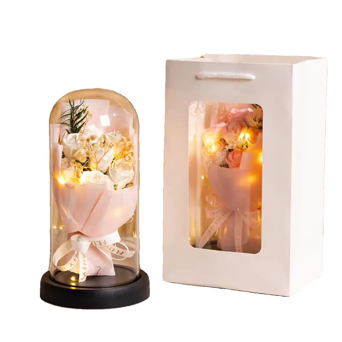 Rose in Glass with Led Lights ❤️